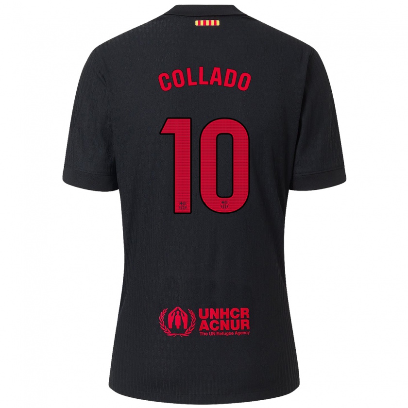 Kandiny Enfant Maillot Alex Collado #10 Noir Rouge Tenues Extérieur 2024/25 T-Shirt