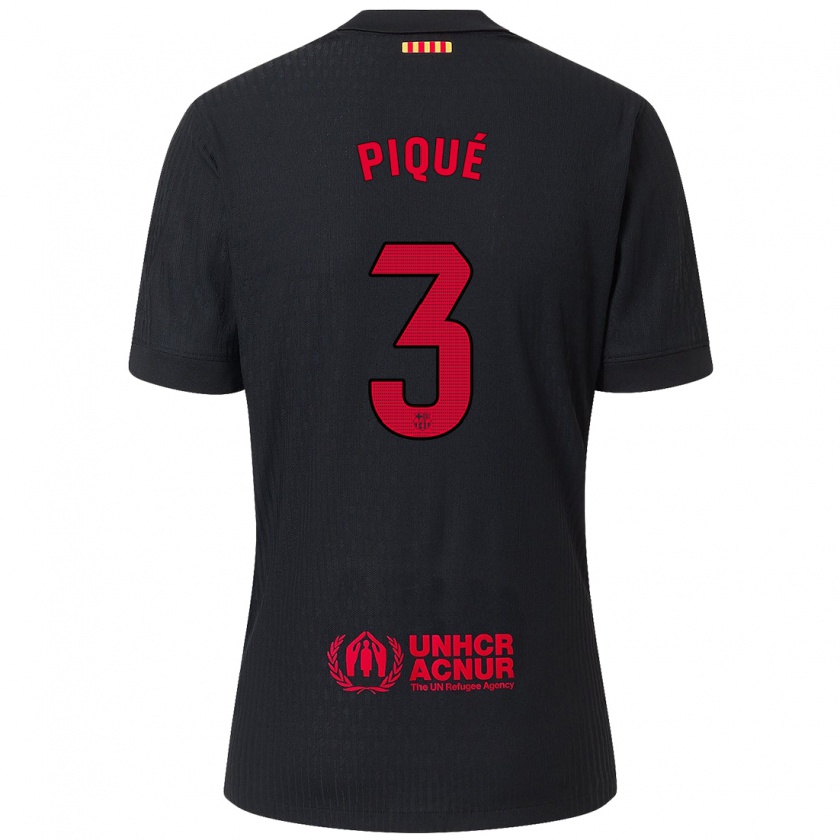 Kandiny Enfant Maillot Gerard Pique #3 Noir Rouge Tenues Extérieur 2024/25 T-Shirt