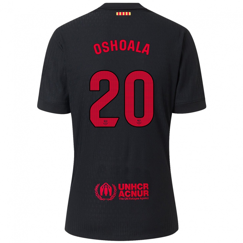 Kandiny Enfant Maillot Asisat Oshoala #20 Noir Rouge Tenues Extérieur 2024/25 T-Shirt