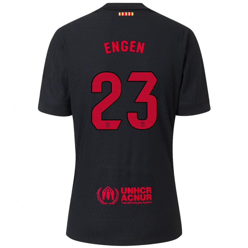 Kandiny Enfant Maillot Ingrid Engen #23 Noir Rouge Tenues Extérieur 2024/25 T-Shirt