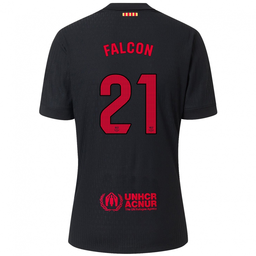 Kandiny Enfant Maillot Andrea Falcon #21 Noir Rouge Tenues Extérieur 2024/25 T-Shirt