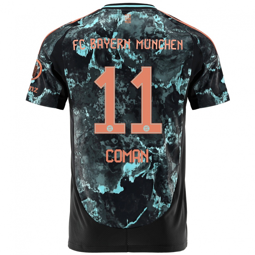 Kandiny Enfant Maillot Kingsley Coman #11 Noir Tenues Extérieur 2024/25 T-Shirt