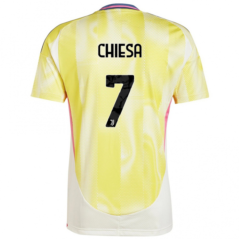 Kandiny Enfant Maillot Federico Chiesa #7 Jaune Solaire Tenues Extérieur 2024/25 T-Shirt