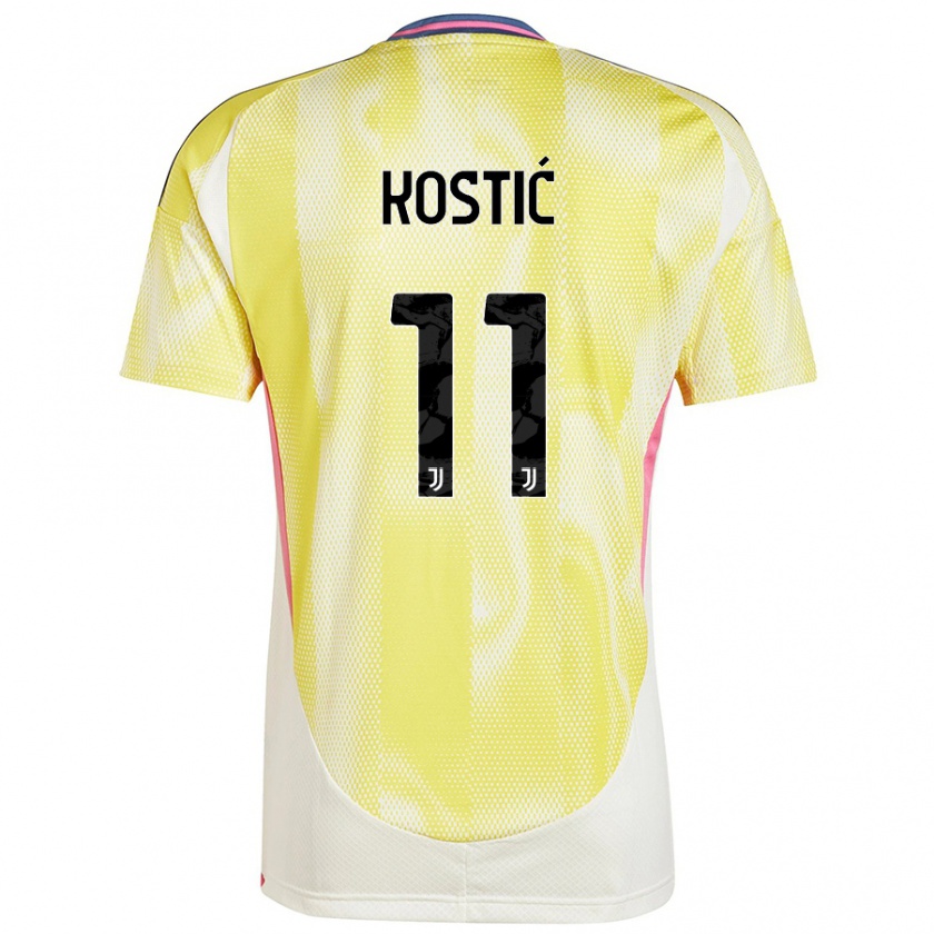 Kandiny Enfant Maillot Filip Kostić #11 Jaune Solaire Tenues Extérieur 2024/25 T-Shirt