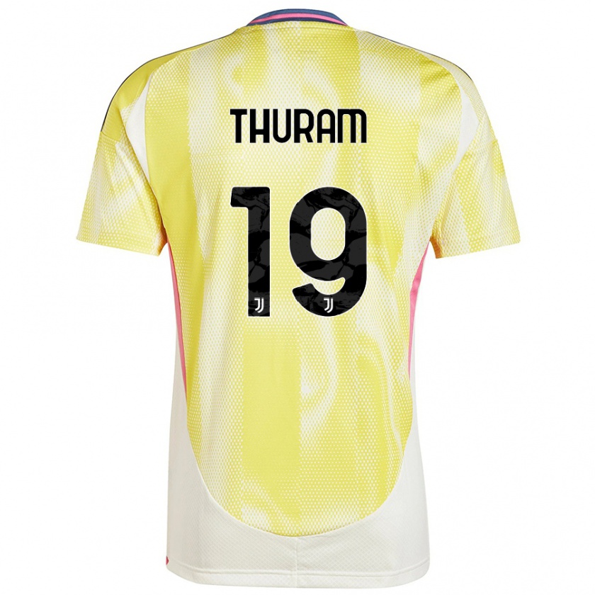 Kandiny Enfant Maillot Khéphren Thuram #19 Jaune Solaire Tenues Extérieur 2024/25 T-Shirt