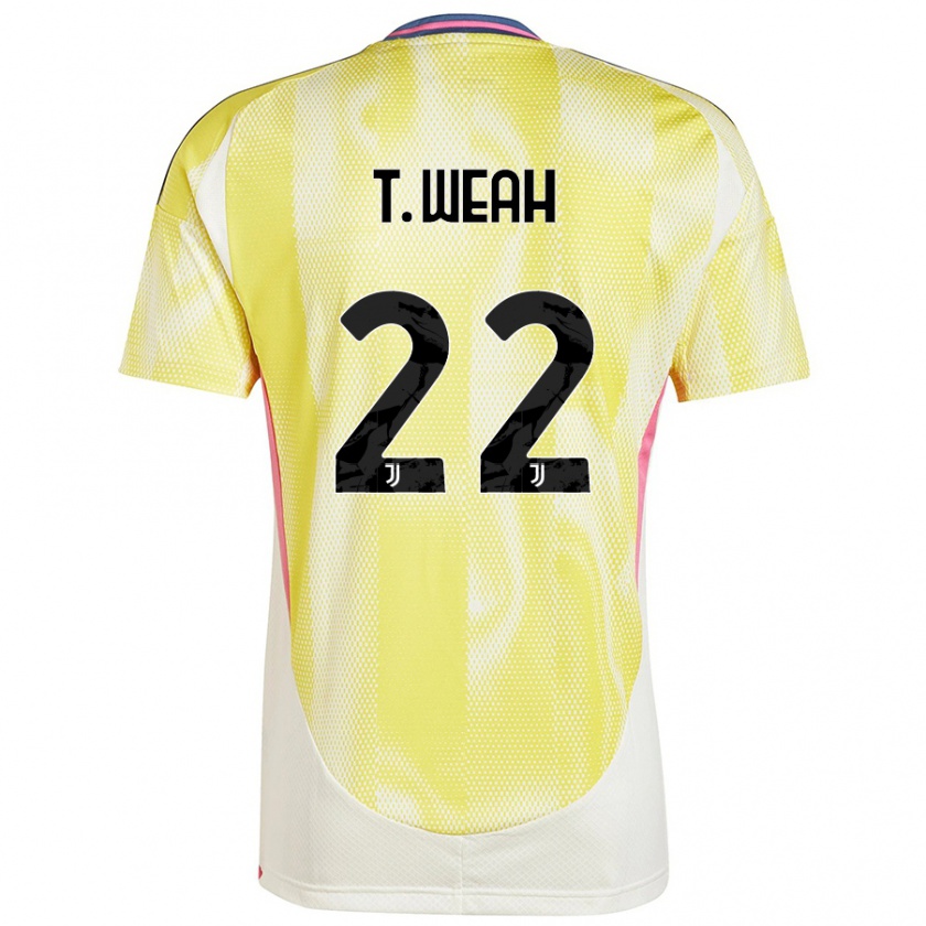 Kandiny Enfant Maillot Timothy Weah #22 Jaune Solaire Tenues Extérieur 2024/25 T-Shirt