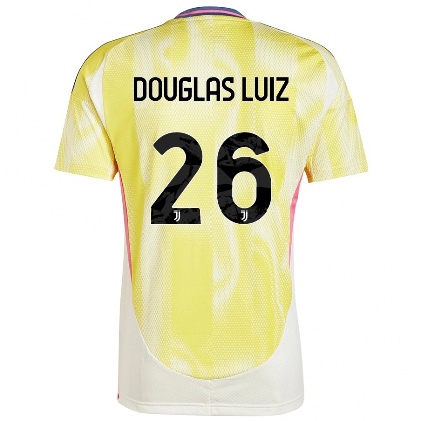 Kandiny Enfant Maillot Douglas Luiz #26 Jaune Solaire Tenues Extérieur 2024/25 T-Shirt