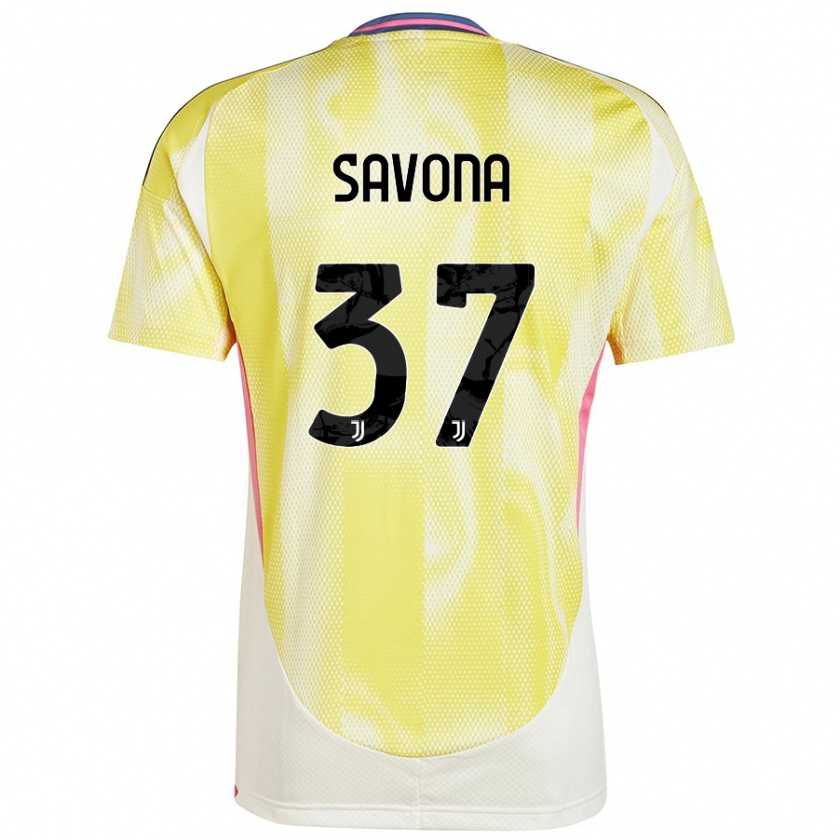 Kandiny Enfant Maillot Nicolò Savona #37 Jaune Solaire Tenues Extérieur 2024/25 T-Shirt