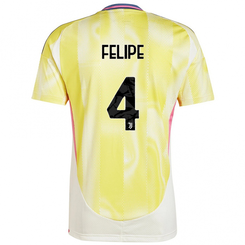 Kandiny Enfant Maillot Pedro Felipe #4 Jaune Solaire Tenues Extérieur 2024/25 T-Shirt