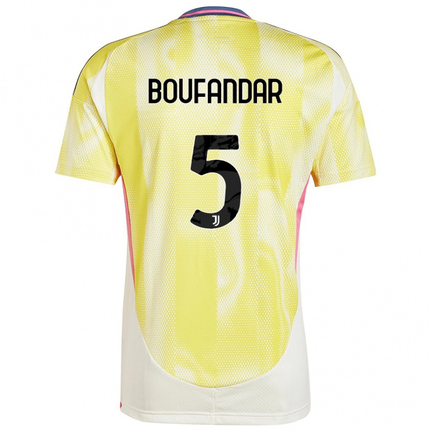 Kandiny Enfant Maillot Adam Boufandar #5 Jaune Solaire Tenues Extérieur 2024/25 T-Shirt