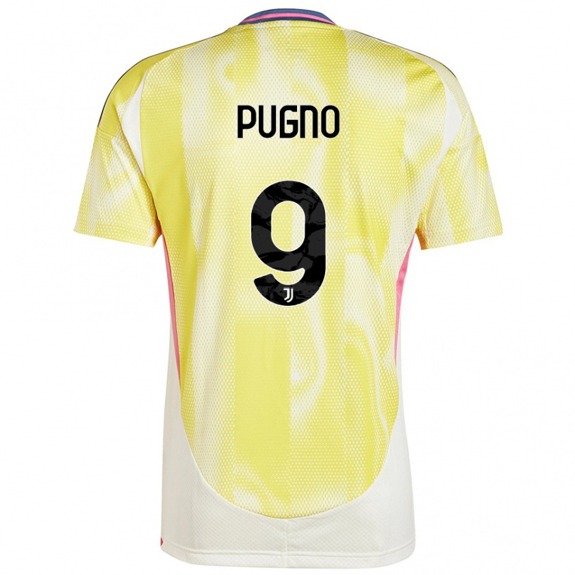 Kandiny Enfant Maillot Diego Pugno #9 Jaune Solaire Tenues Extérieur 2024/25 T-Shirt