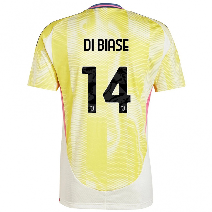 Kandiny Enfant Maillot Gianmarco Di Biase #14 Jaune Solaire Tenues Extérieur 2024/25 T-Shirt