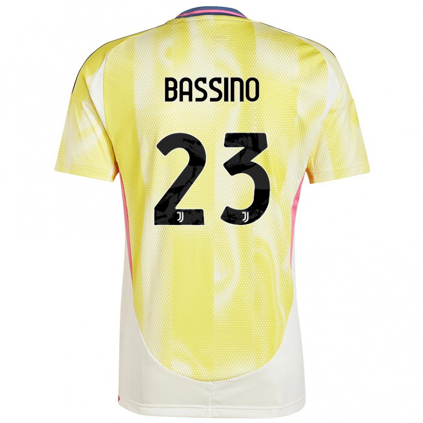 Kandiny Enfant Maillot Alessandro Bassino #23 Jaune Solaire Tenues Extérieur 2024/25 T-Shirt