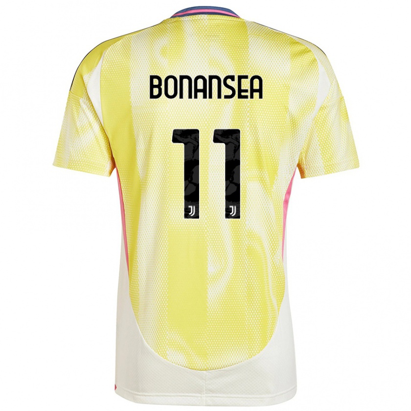 Kandiny Enfant Maillot Barbara Bonansea #11 Jaune Solaire Tenues Extérieur 2024/25 T-Shirt