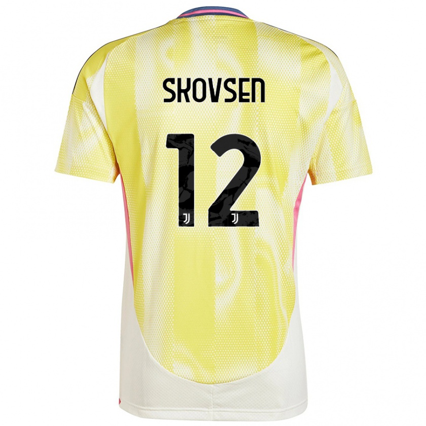 Kandiny Enfant Maillot Matilde Lundorf Skovsen #12 Jaune Solaire Tenues Extérieur 2024/25 T-Shirt