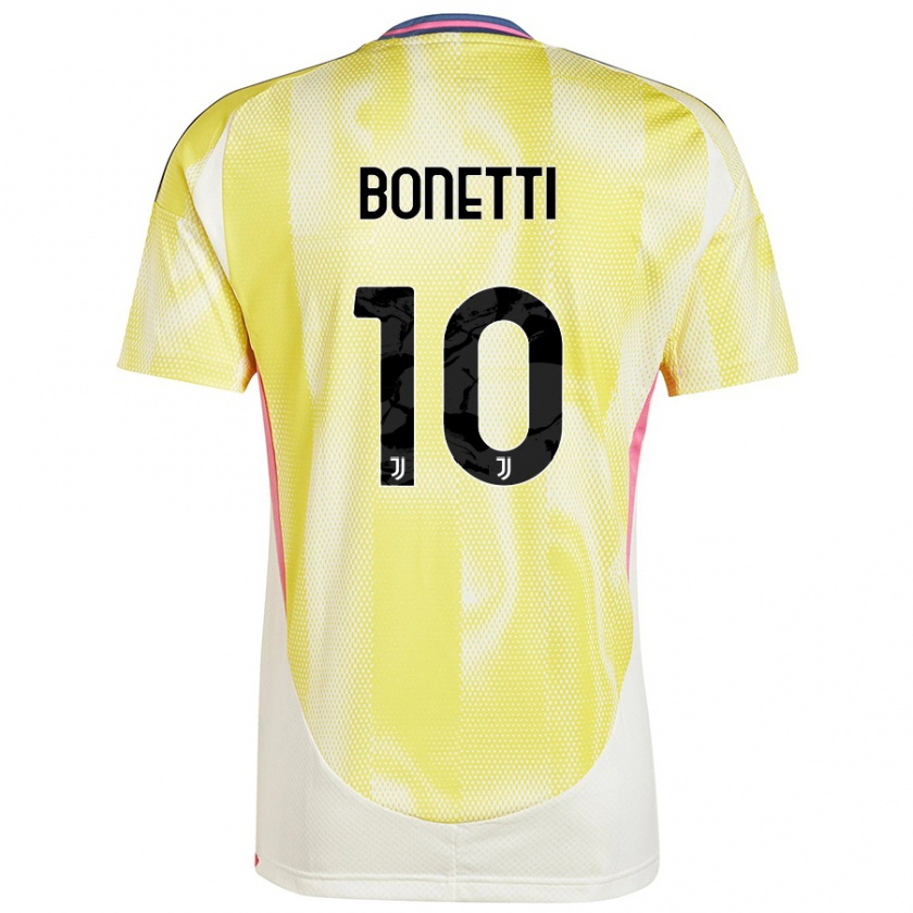 Kandiny Enfant Maillot Andrea Bonetti #10 Jaune Solaire Tenues Extérieur 2024/25 T-Shirt