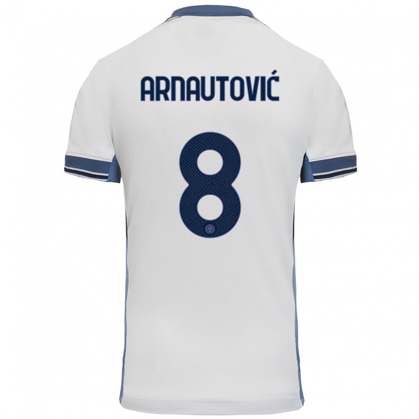 Kandiny Enfant Maillot Marko Arnautovic #8 Blanc Gris Tenues Extérieur 2024/25 T-Shirt