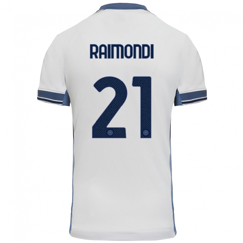 Kandiny Enfant Maillot Paolo Raimondi #21 Blanc Gris Tenues Extérieur 2024/25 T-Shirt