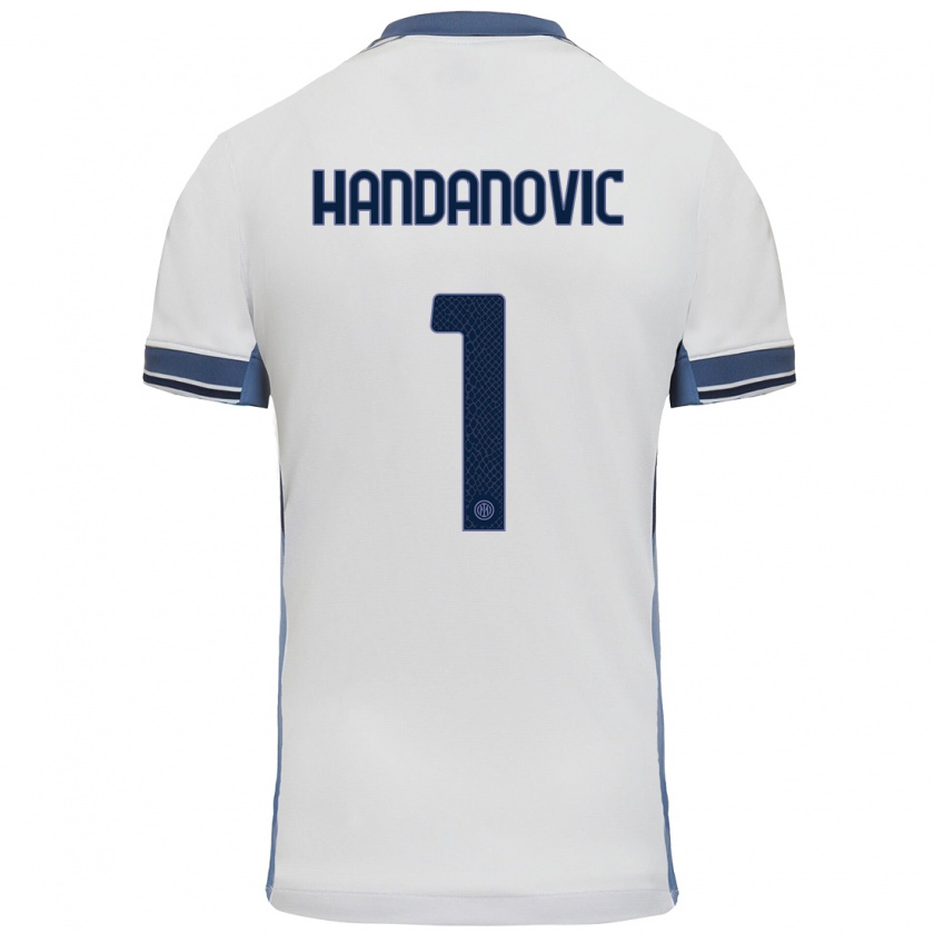 Kandiny Enfant Maillot Samir Handanovic #1 Blanc Gris Tenues Extérieur 2024/25 T-Shirt