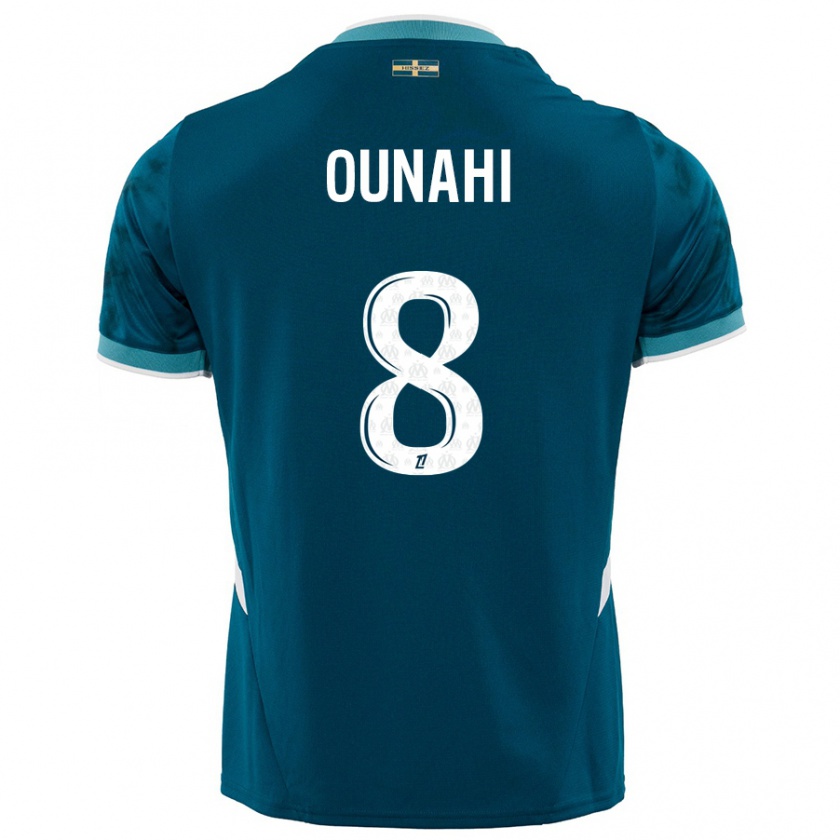 Kandiny Enfant Maillot Azzedine Ounahi #8 Turquoise Bleu Tenues Extérieur 2024/25 T-Shirt