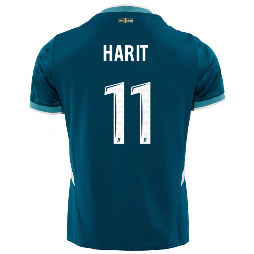 Kandiny Enfant Maillot Amine Harit #11 Turquoise Bleu Tenues Extérieur 2024/25 T-Shirt