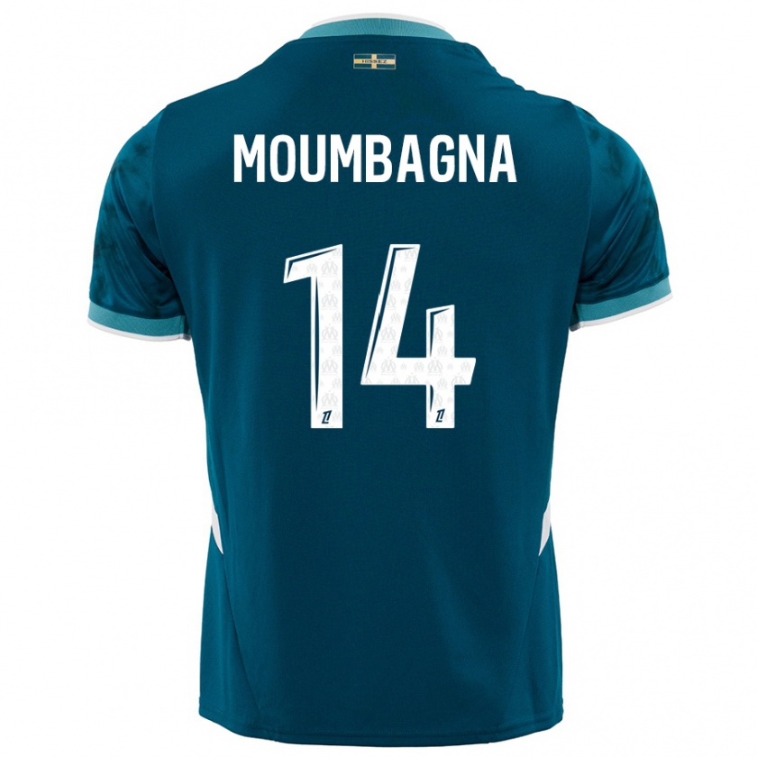 Kandiny Enfant Maillot Faris Moumbagna #14 Turquoise Bleu Tenues Extérieur 2024/25 T-Shirt