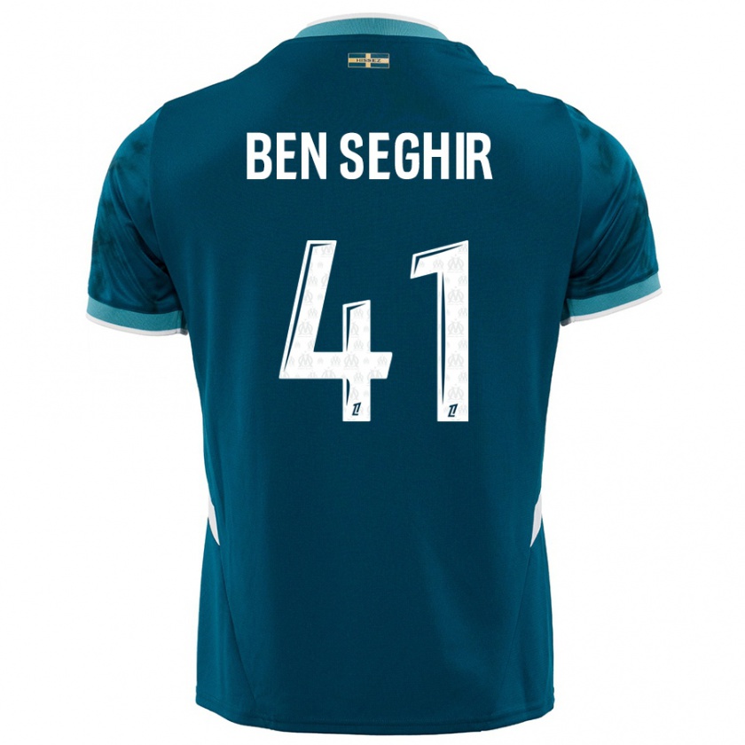 Kandiny Enfant Maillot Salim Ben Seghir #41 Turquoise Bleu Tenues Extérieur 2024/25 T-Shirt