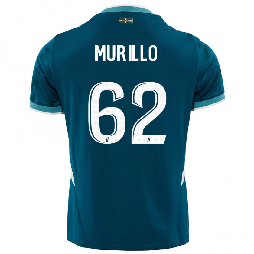 Kandiny Enfant Maillot Amir Murillo #62 Turquoise Bleu Tenues Extérieur 2024/25 T-Shirt