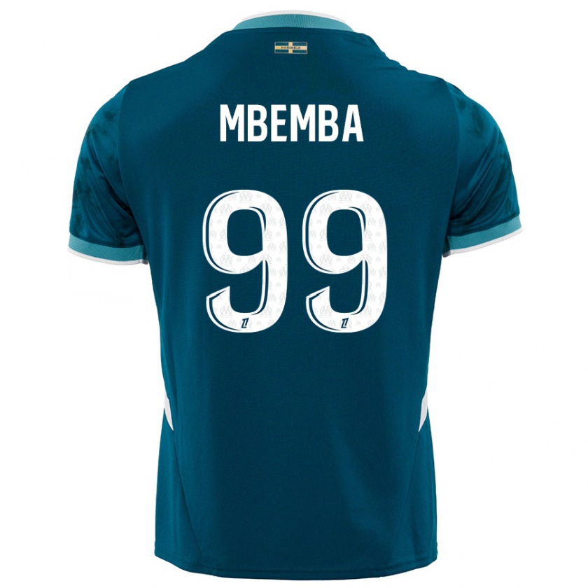 Kandiny Enfant Maillot Chancel Mbemba #99 Turquoise Bleu Tenues Extérieur 2024/25 T-Shirt