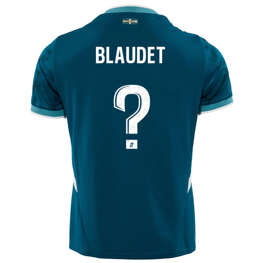 Kandiny Enfant Maillot David Blaudet #0 Turquoise Bleu Tenues Extérieur 2024/25 T-Shirt