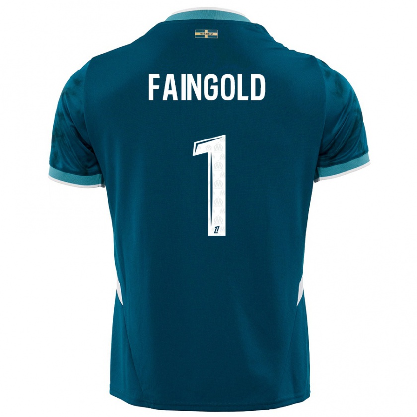 Kandiny Enfant Maillot Abbie Faingold #1 Turquoise Bleu Tenues Extérieur 2024/25 T-Shirt