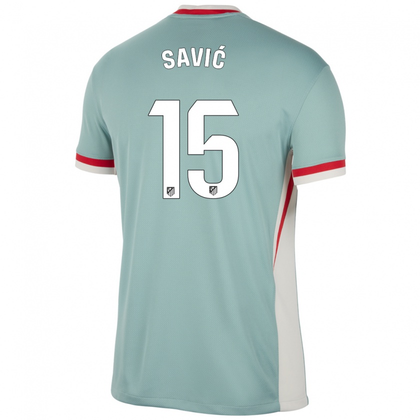 Kandiny Enfant Maillot Stefan Savic #15 Beige Clair Bleu Tenues Extérieur 2024/25 T-Shirt