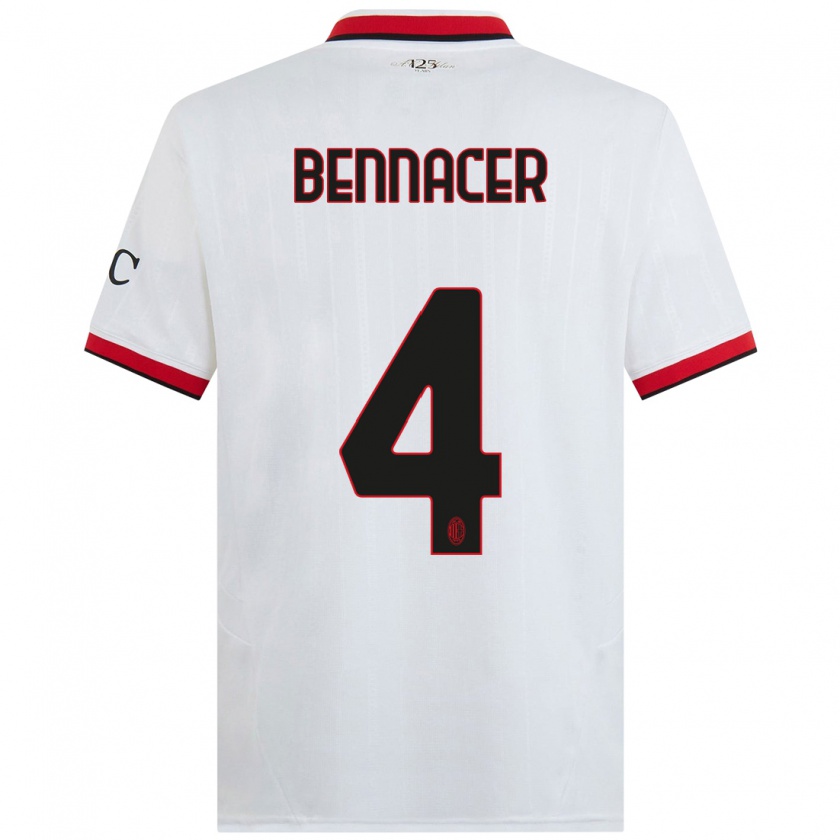 Kandiny Enfant Maillot Ismaël Bennacer #4 Blanc Noir Rouge Tenues Extérieur 2024/25 T-Shirt