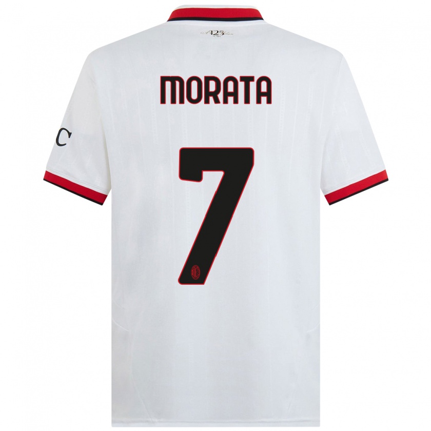 Kandiny Enfant Maillot Álvaro Morata #7 Blanc Noir Rouge Tenues Extérieur 2024/25 T-Shirt