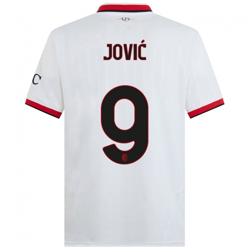 Kandiny Enfant Maillot Luka Jović #9 Blanc Noir Rouge Tenues Extérieur 2024/25 T-Shirt