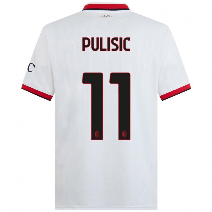 Kandiny Enfant Maillot Christian Pulisic #11 Blanc Noir Rouge Tenues Extérieur 2024/25 T-Shirt