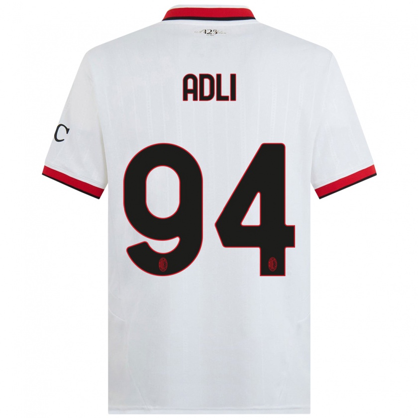 Kandiny Enfant Maillot Yacine Adli #94 Blanc Noir Rouge Tenues Extérieur 2024/25 T-Shirt