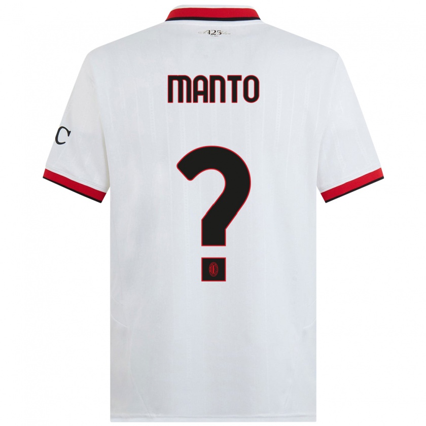 Kandiny Enfant Maillot Gaetano Manto #0 Blanc Noir Rouge Tenues Extérieur 2024/25 T-Shirt