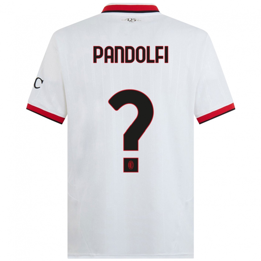 Kandiny Enfant Maillot Fabio Pandolfi #0 Blanc Noir Rouge Tenues Extérieur 2024/25 T-Shirt