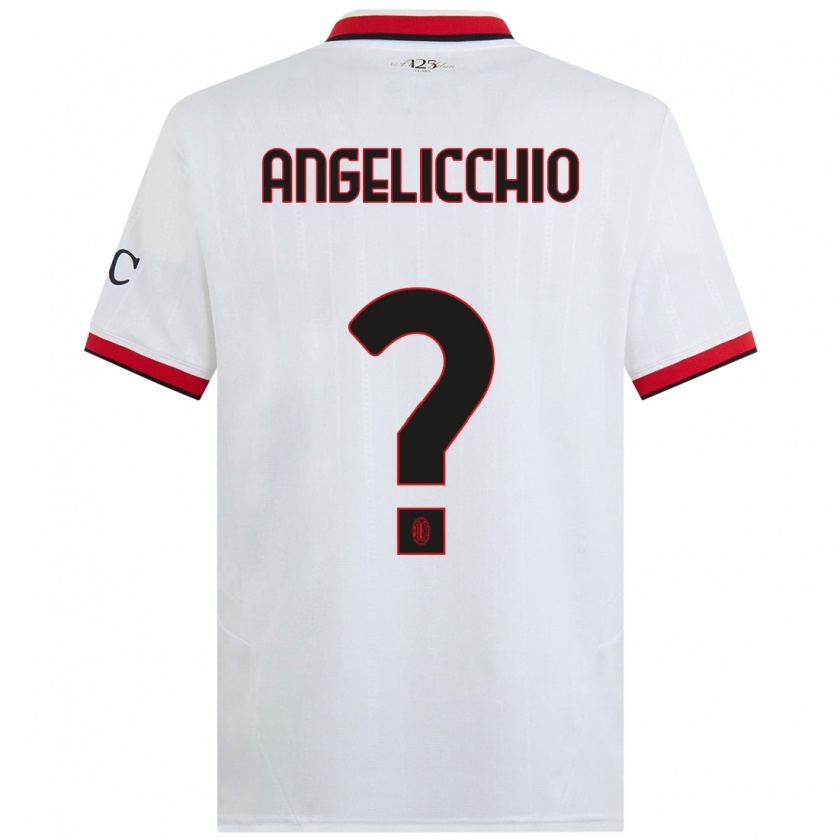 Kandiny Enfant Maillot Mattia Angelicchio #0 Blanc Noir Rouge Tenues Extérieur 2024/25 T-Shirt