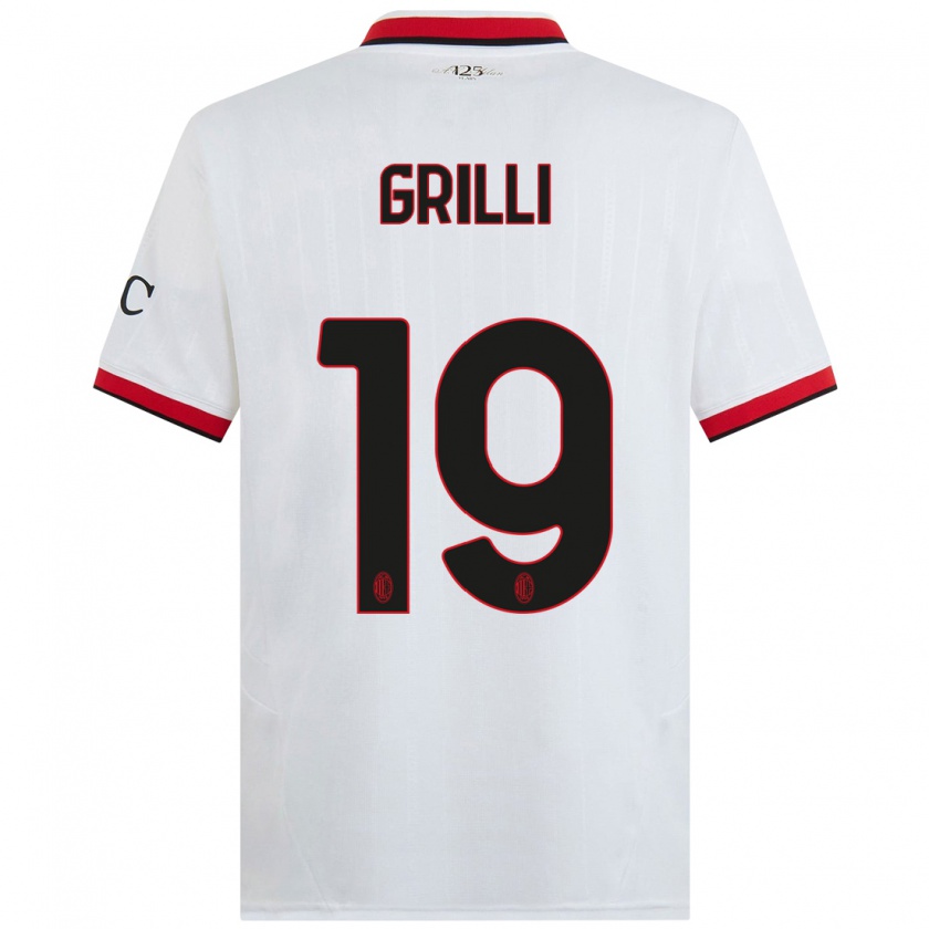 Kandiny Enfant Maillot Lorenzo Grilli #19 Blanc Noir Rouge Tenues Extérieur 2024/25 T-Shirt