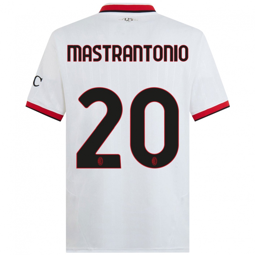 Kandiny Enfant Maillot Davide Mastrantonio #20 Blanc Noir Rouge Tenues Extérieur 2024/25 T-Shirt