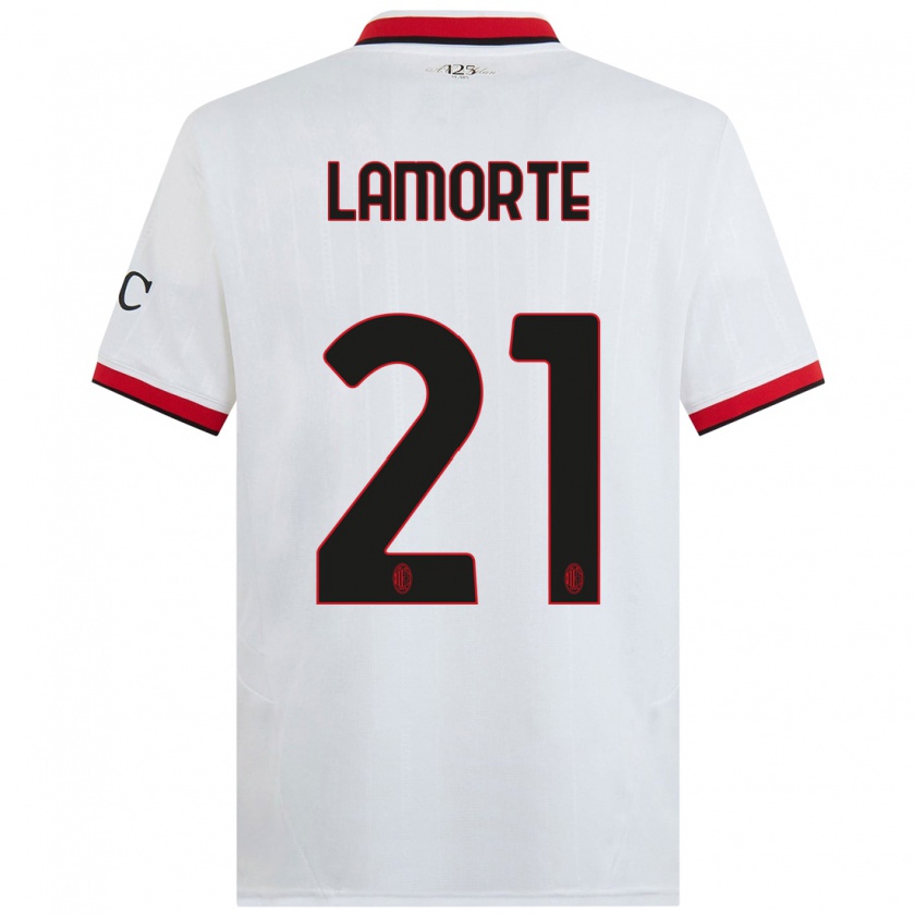 Kandiny Enfant Maillot Alessandro Lamorte #21 Blanc Noir Rouge Tenues Extérieur 2024/25 T-Shirt