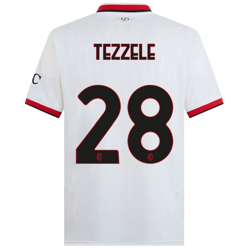 Kandiny Enfant Maillot Matteo Tezzele #28 Blanc Noir Rouge Tenues Extérieur 2024/25 T-Shirt