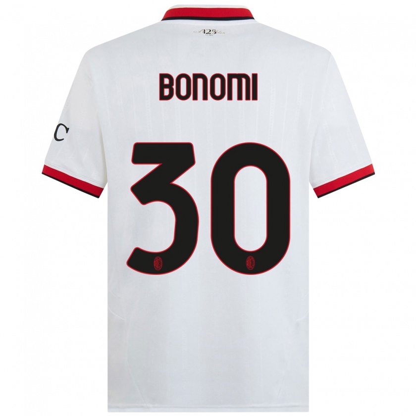 Kandiny Enfant Maillot Alessandro Bonomi #30 Blanc Noir Rouge Tenues Extérieur 2024/25 T-Shirt