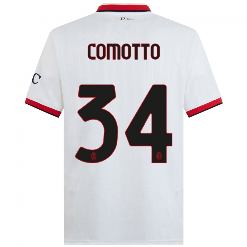 Kandiny Enfant Maillot Christian Comotto #34 Blanc Noir Rouge Tenues Extérieur 2024/25 T-Shirt