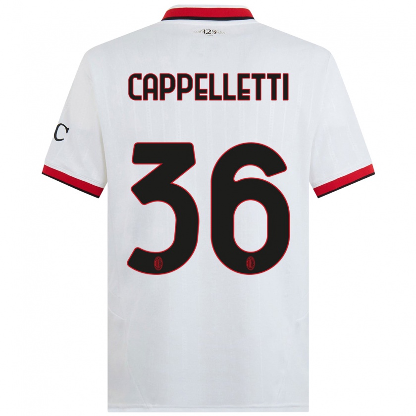 Kandiny Enfant Maillot Mattia Cappelletti #36 Blanc Noir Rouge Tenues Extérieur 2024/25 T-Shirt