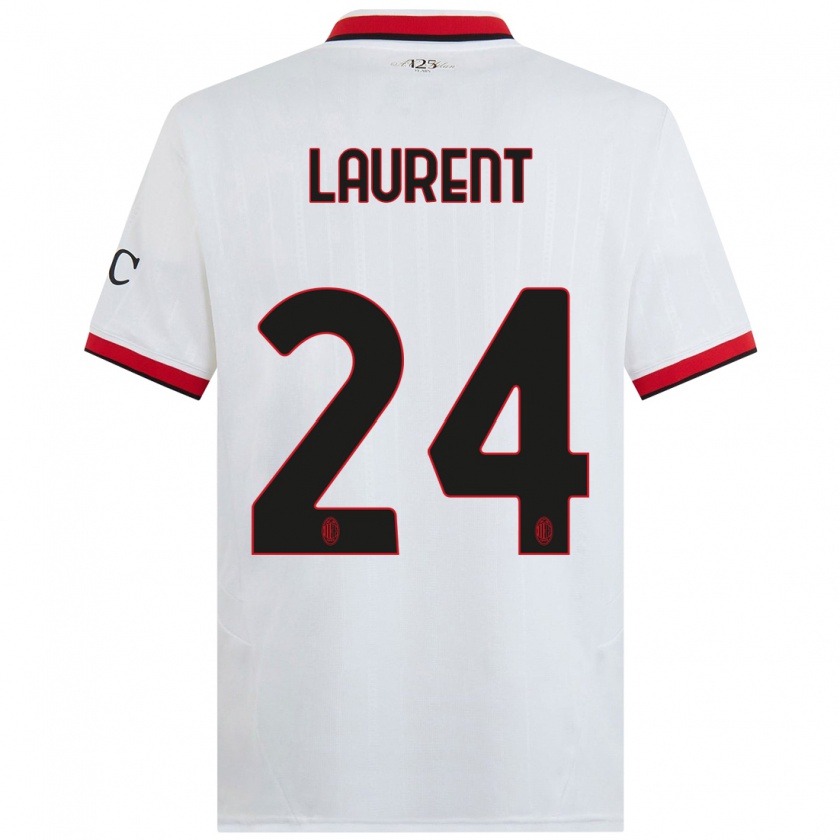 Kandiny Enfant Maillot Emelyne Laurent #24 Blanc Noir Rouge Tenues Extérieur 2024/25 T-Shirt