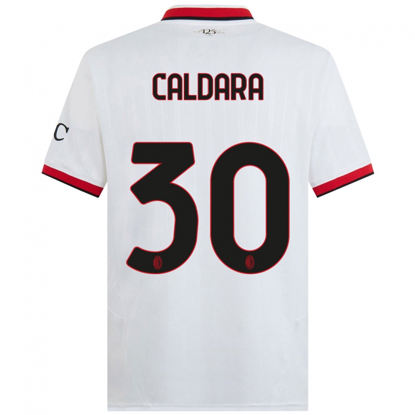 Kandiny Enfant Maillot Mattia Caldara #30 Blanc Noir Rouge Tenues Extérieur 2024/25 T-Shirt