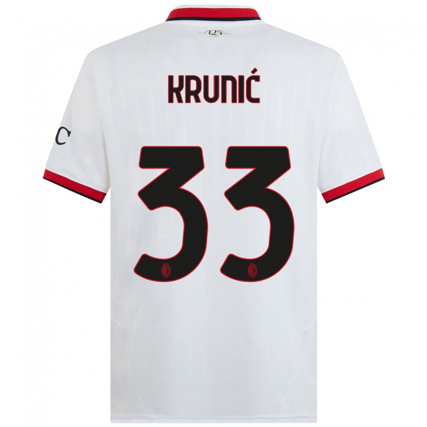 Kandiny Enfant Maillot Rade Krunic #33 Blanc Noir Rouge Tenues Extérieur 2024/25 T-Shirt